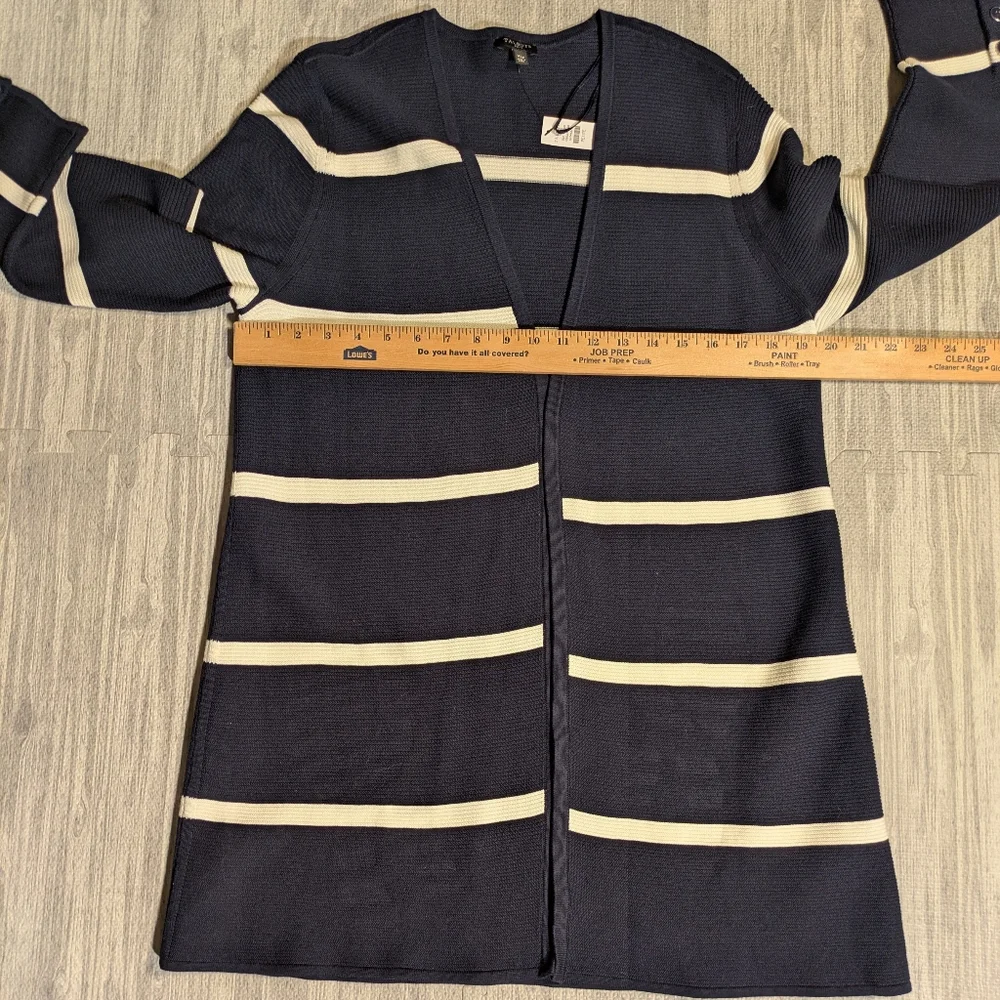 NWT‎ Women's Talbots Open Cardigan Sweater Navy White Stripe Classic XLP